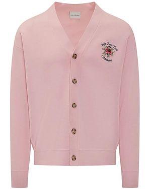 Drole de Monsieur Slogan Rose Cardigan - Pink