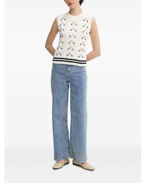 Paul Smith Cable-Knit Pom-Pom Vest - Blue