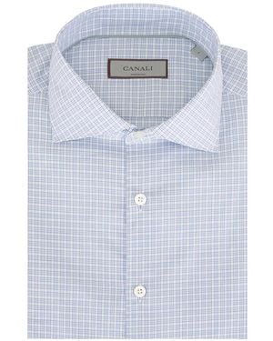 Canali Geruit Overhemd - Blauw