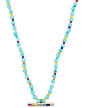 Luis Morais Collar de cuentas T-bar en oro amarillo de 14 kt - Blanco