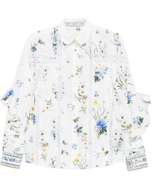CAMILLA Floral-Print Ruffled Shirt - White