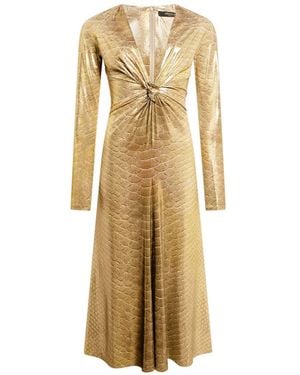 Roberto Cavalli Robe Mi-Longue À Imprimé Serpentin - Metallic