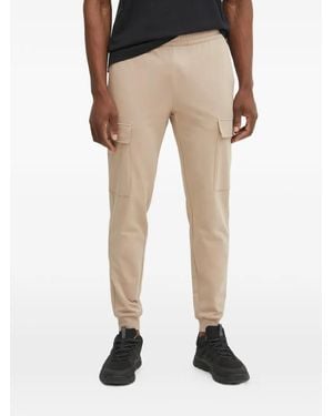 EA7 Logo-Print Cuffed Cargo Pants - Natural