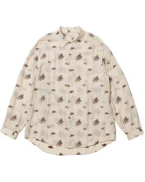 CALMLENCE Floral-Print Long-Sleeve Shirt - Natural