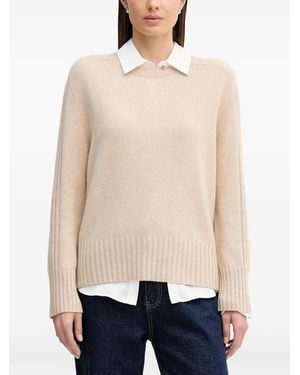 Benetton リブカシミヤセーター - ナチュラル