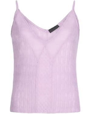 Liu Jo Lace stitch v-neck top - Lila