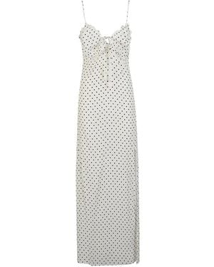Mar De Margaritas Tie-Detail Polka-Dot Dress - White