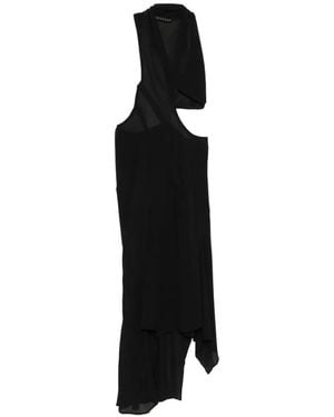 Yehuafan Cut-Out Asymmetric Dress - Black
