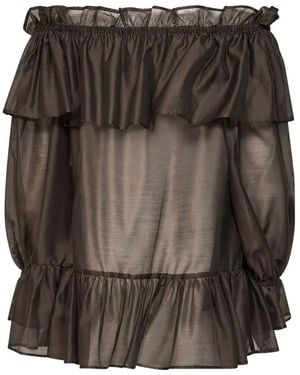 Blanca Vita Ruffled Off-The-Shoulder Blouse - Black