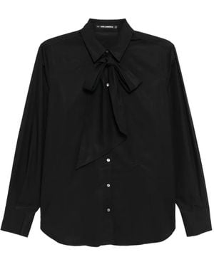 Karl Lagerfeld Bow Poplin Shirt - Black