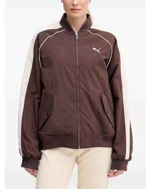 PUMA T7 Logo-Embroidered Paneled Jacket - Brown