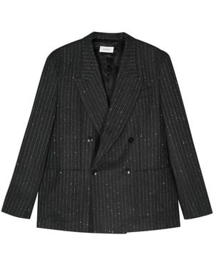 Laneus Pinstripe-Pattern Blazer - Black
