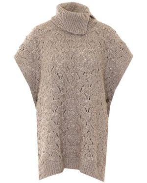Fabiana Filippi Open-Knit Poncho - Grey