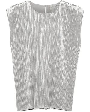 forte_forte Plissé Pleated Velvet Top - Grey
