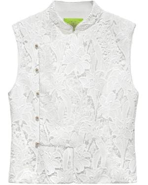 Shanghai Tang Tang Lace-Embroidered Top - White