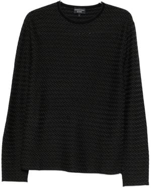 Emporio Armani Patterned-Knit Jumper - Black