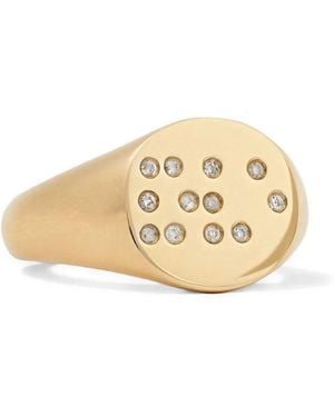 Anissa Kermiche 18Kt Love Is Blind Signet Ring - Metallic
