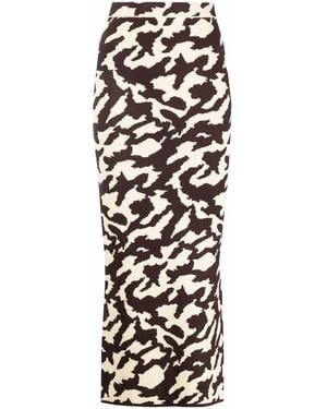 Nanushka Animal Print Midi Tube Skirt - Yellow