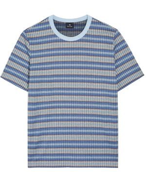 Paul Smith Striped Textured T-Shirt - Blue