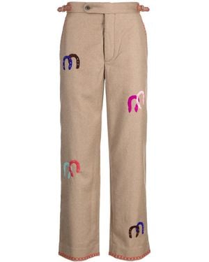 Bode Horseshoe Straight-Leg Trousers - Natural