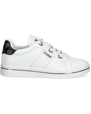 Guess Logo-Plaque Panelled Trainers - White