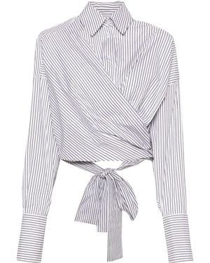 Viktor & Rolf Cropped Wrap Striped Shirt - White