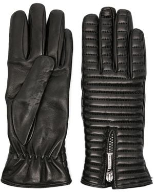 Moorer Quilted Leather Gloves - Black