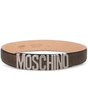 Moschino Logo-Lettering Leather Belt - White