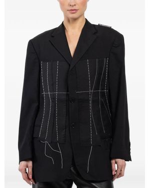 1/OFF Contrasting-Stitching Buttoned Blazer - Black