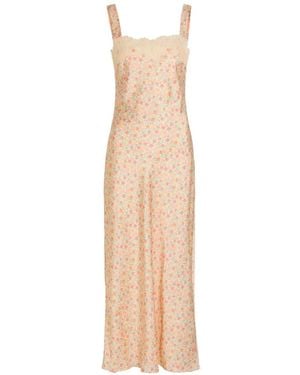 RIXO London Rosamarie Floral-Print Lace-Trim Maxi Dress - White