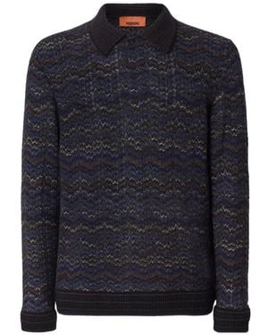 Missoni Polo En Cachemire Et Viscose À Manches Longues - Bleu