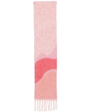 Verb to Do Fringed Wavy-Pattern Scarf - Pink