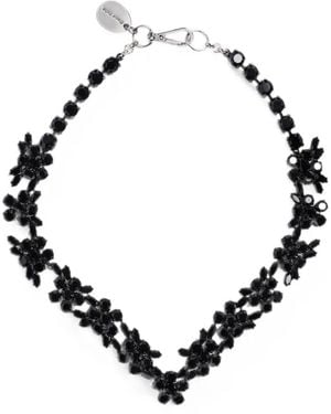 Simone Rocha V-Line Floral Necklace - Black