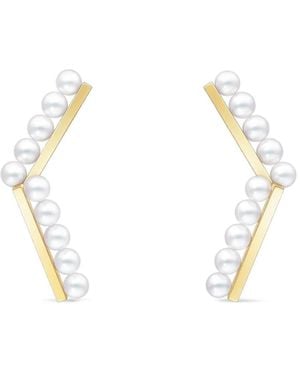 Tasaki Collection Line Balance Arm アコヤパール ピアス 18kイエローゴールド - ホワイト