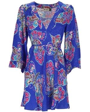 RIXO London Vestido Con Mariposas Estampadas - Azul