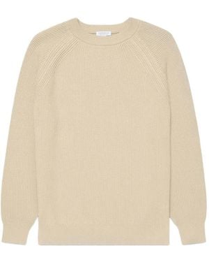 Sunspel Ribbed-Knit Cotton Jumper - Natural