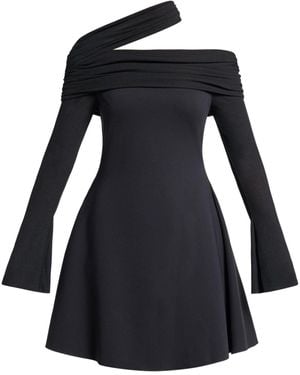 Chats by C.Dam Ruched Asymmetric Midi Dress - Black