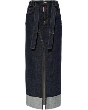 DSquared² X Magliano Belted Midi Skirt - Blue