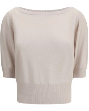 Extreme Cashmere Puff-Sleeve Boat-Neck Knitwear - White