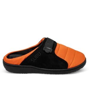 SUBU Belt Quilted Touch-Strap Mules - Orange