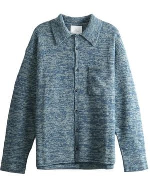 The Elder Statesman Marl-Knit Button-Down Shirt - Blue