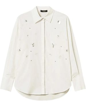 Twinset Popeline Blouse Met Borduurwerk - Wit