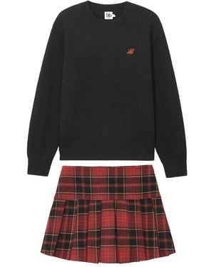 B+ AB Tartan Pleated Skirt - Black