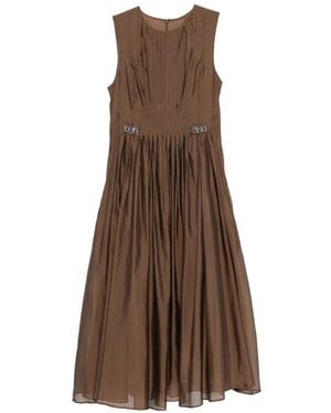 Max Mara Stmwally Crystal-Embellished Pleated Midi Dress - Brown