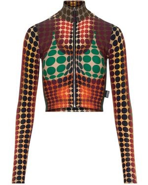 Jean Paul Gaultier High-Neck Zip-Up Top - Black