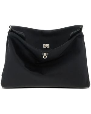 Balenciaga Mittelgroße Rodeo Schultertasche mit Ringdetail - Schwarz