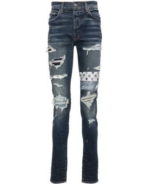 Amiri Ma Paisley Patchwork Skinny Jeans - Blue