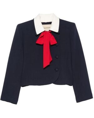 Valentino Garavani Bow-Detail Cropped Jacket - Blue