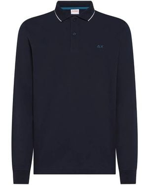 Sun 68 Long-Sleeve Polo Shirt - Blue