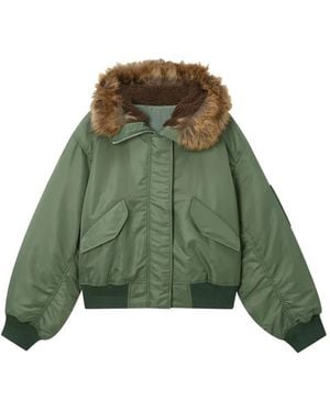 Juun.J Faux-Fur Hood Bomber Jacket - Green